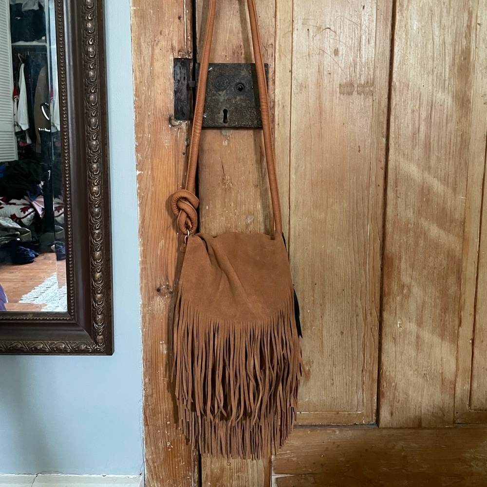 Tan fringe purse purchased from VICI